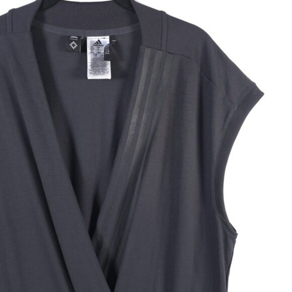 ADIDAS CLIMALITE Charcoal Gray WANDERLUST Wrap Front Jumpsuit Women’s LARGE - Picture 13 of 15